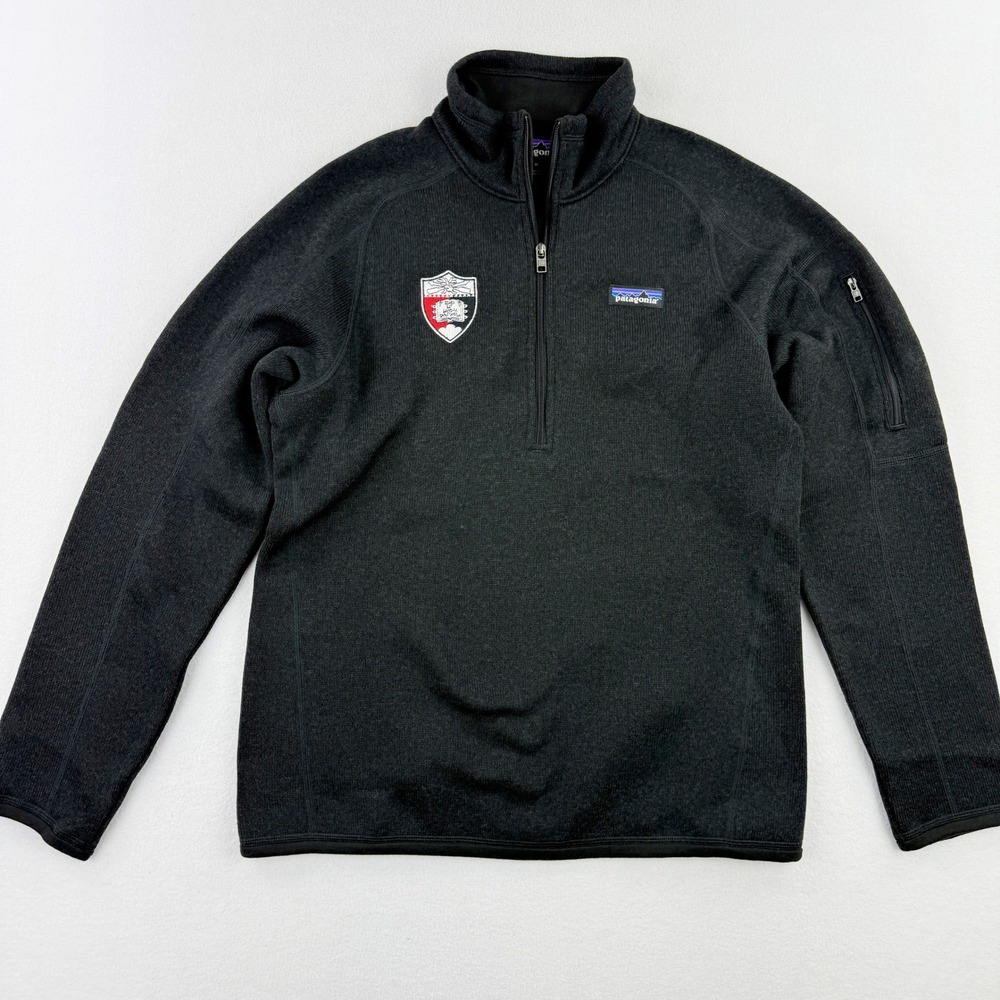 PATAGONIA Better Sweater 1/4 Zip Fleece Size MEDIUM Womens Black 25618 * LOGO‎